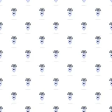 Friendly robot characters creating seamless pattern background Illustrazione stock