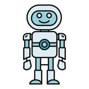 Friendly robot flat icon representing artificial intelligence Stock Illustration
