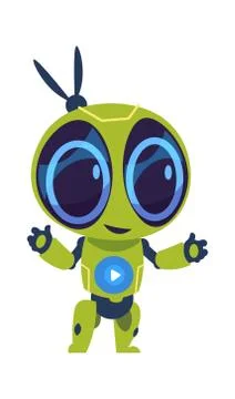 Friendly robot. Futuristic droid with friendly eyes. Cartoon vector image 库存插图