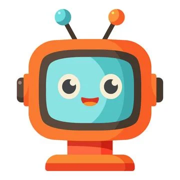 Friendly robot head with a smiling screen face, ai, digital interaction,assistan Stockillustratie