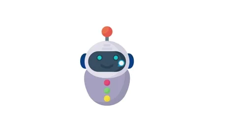 A friendly robot with a heart and a speech bubble, symbolizing communicatio.. 스톡 동영상 332199637