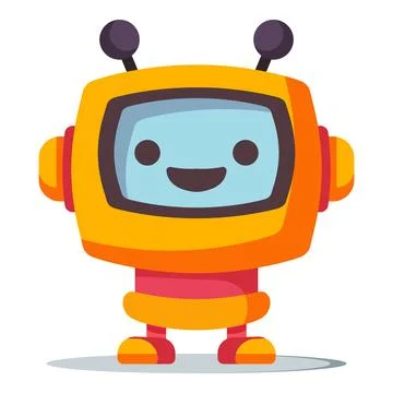 Friendly robot mascot representing artificial intelligence, technology, future Stock Illustration