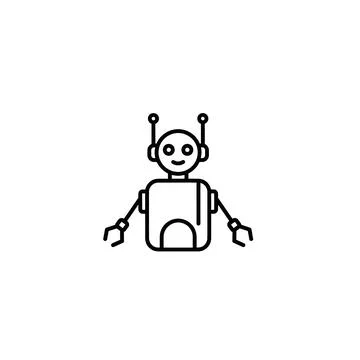 Friendly robot outline character icon vector artificial intelligence Stock Illustration