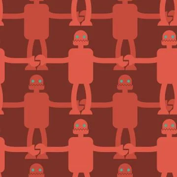 Friendly Robot seamless pattern. Retro toy background. Texture Vintage Cyborg Illustrazione stock