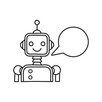 Friendly robot talking. A friendly robot with a speech bubble, perfect for .. Stock Illustration