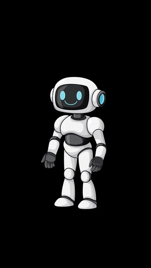 Friendly Robot Walks In and Waves on Black Background Stock Footage 328279250
