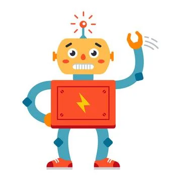 Friendly robot waving hand. Stock Illustration