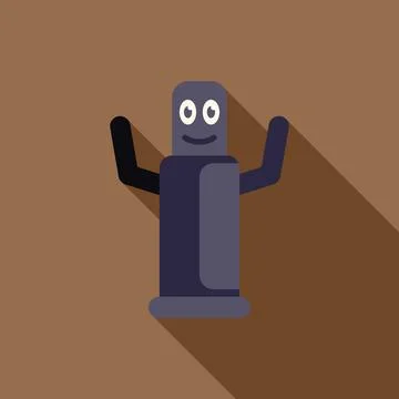 Friendly robot waving with long shadow on brown background Illustrazione stock