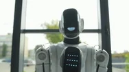 Friendly Robotic Machine Waving Hello Stock Footage
