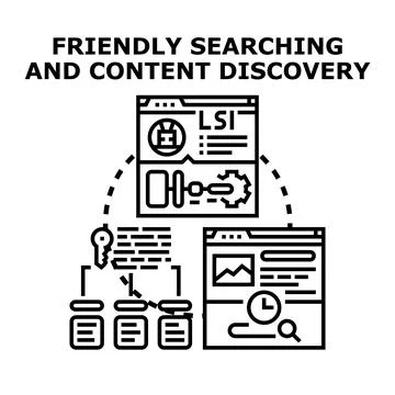 Friendly searching and content discovery vector concept Stock Illustration