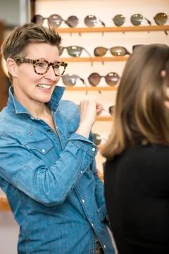 Friendly service at the optometry Stock Photos