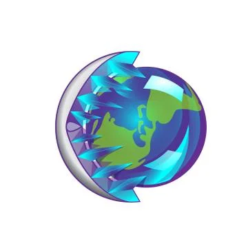 Friendly small Planet is in the jaws of the ice monster, it is cozy and warm. Stock Illustration
