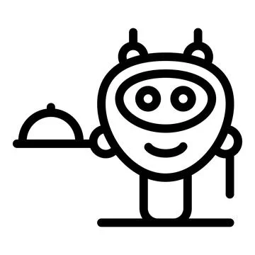 Friendly smiling robot is holding a serving tray Stock Illustration