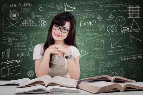 Friendly student smiling in the class Stock Illustration