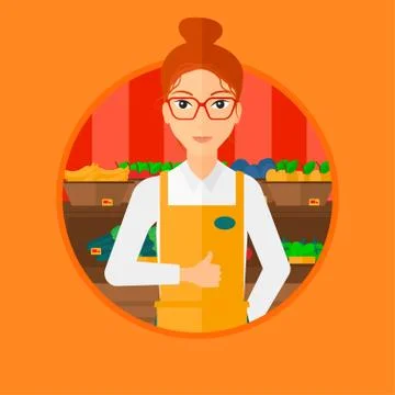 Friendly supermarket worker. Stock Illustration