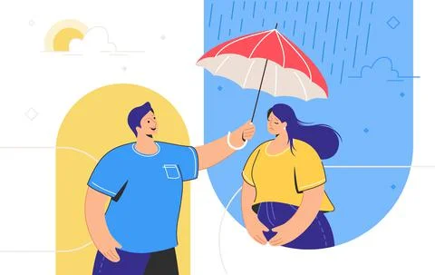 Friendly support and mental aid for distance relationships Illustrazione stock