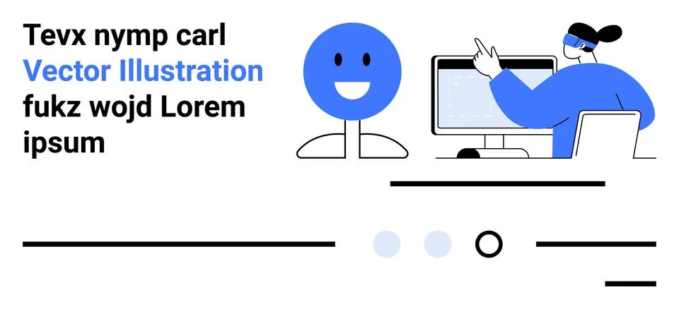 Friendly Team Collaboration with Virtual Assistant and Focused Professional Ilustração Stock