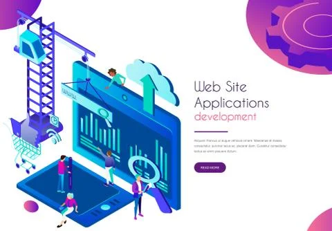 Friendly team create design and interface of webpage 스톡 일러스트