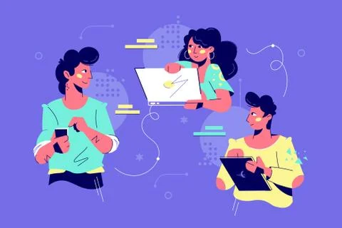 Friendly teamwork collaboration Stock Illustration