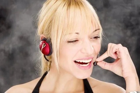 Friendly telephone operator Stock Photos