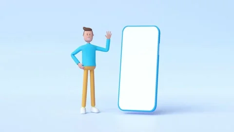 A friendly three dimensional animated male character Video stock 333113728