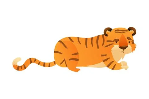 Friendly tiger jungle wild predator animal cartoon vector illustration Stock Illustration