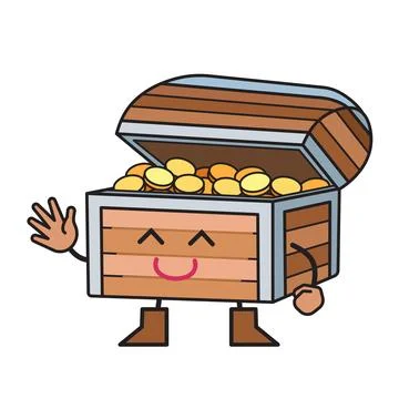 Friendly treasure chest character Stock Illustration