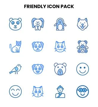 Friendly Two Colour Design Icons Pack Stock Illustration