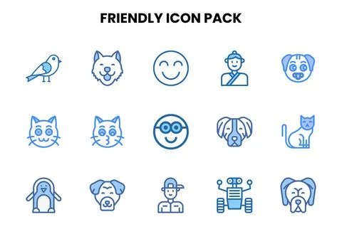 Friendly Two Colour Design Icons Pack Illustrazione stock