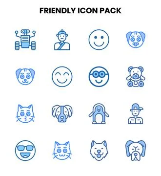 Friendly Two Colour Icons Pack Stock Illustration
