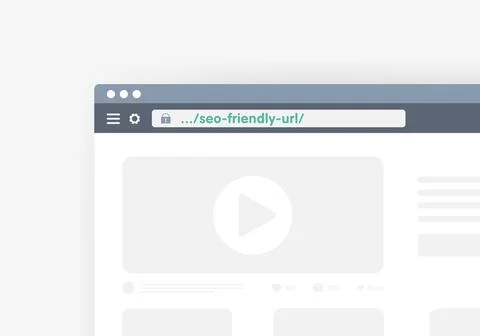 Friendly Url SEO concept. Internet browser with an address bar and optimized for Illustrazione stock