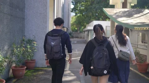 Friendly Walk and Chat on Street Near University in Da’an District, Taipei Stock Footage 281080076