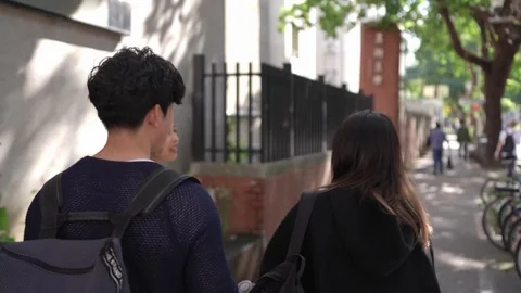 Friendly Walk and Chat on University Campus in Da’an District, Taipei 動画素材 281079791