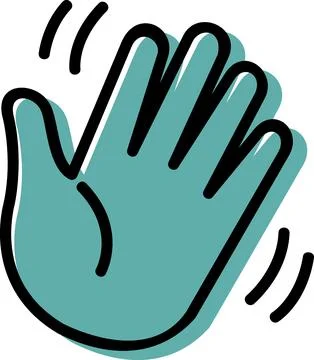 Friendly waving hand sign flat icon Stock Illustration