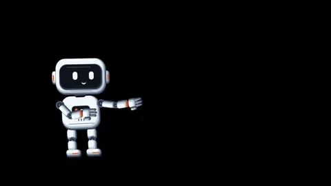 Friendly White Robot Character Animated on Black Vidéo 348632702