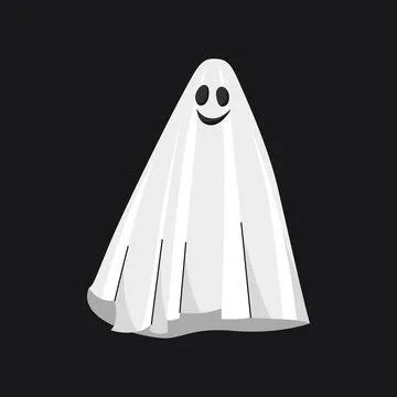 Friendly white sheet ghost vector character waving spooky flying spirit ill.. 库存插图