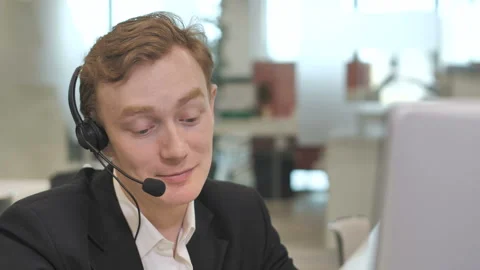 Friendly work of the call center operator Stock-Footage 108392118