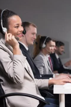 Friendly work enviroment in call center Foto stock