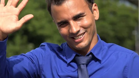 Friendly Young Hispanic Business Man Hello Goodbye Stock Footage 90839526
