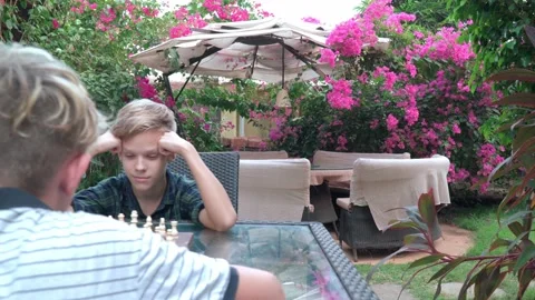 Friends are playing the chess. Vídeo Stock 167602223