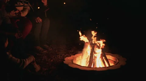 Friends Around Campfire Stock Footage 49353335