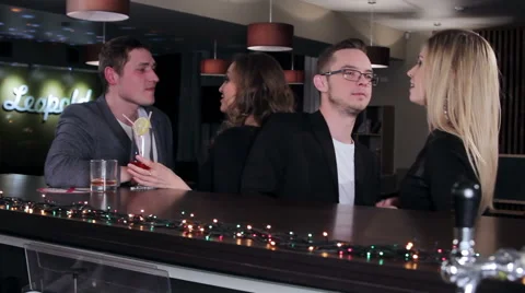 Friends at the bar dancing  Stock Footage 58037909