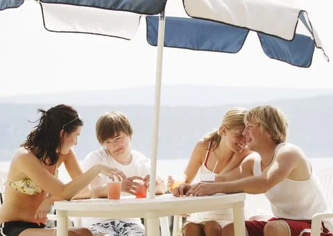 Friends At The Beach Stock Photos