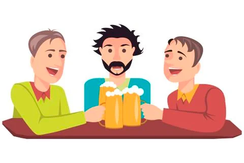 Friends with beer Stock Illustration