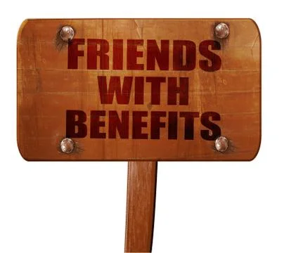 Friends with benefits, 3D rendering, text on wooden sign Stock Illustration