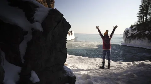 Friends at Blackrocks in Winter Stock Footage 243121301