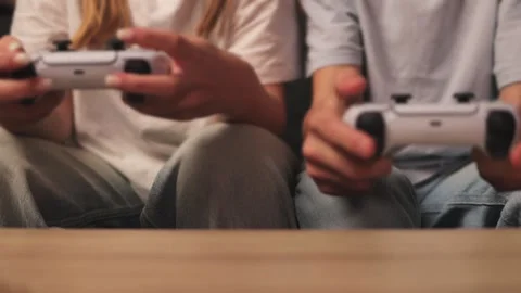 Friends bonding, competitively playing Stock Video Pond5