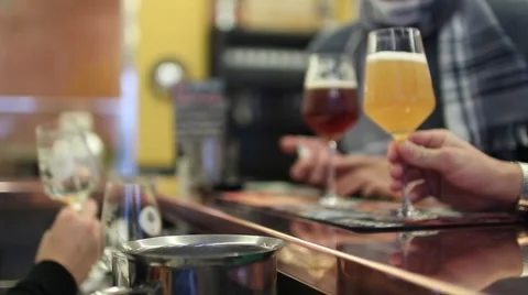 Friends Buying Craft Beer In The Pub Stock Footage