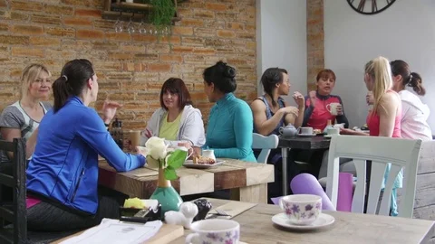 Friends In A Cafe Stock Footage 74206388