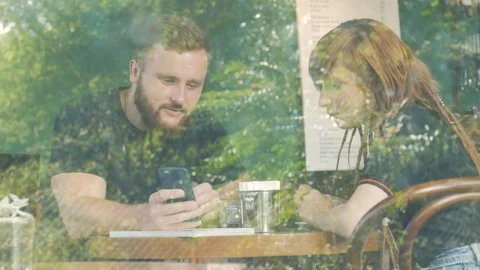 Friends in cafe Stock Footage 95217660